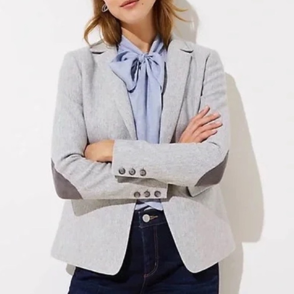 LOFT Gray Heather Patch Blazer - Sz 4